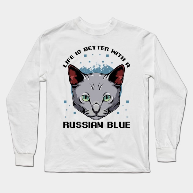 Russian Blue Cat Long Sleeve T-Shirt by Lumio Gifts